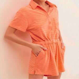 Araminta James terry towelling vibrant neon orange‎ playsuit romper size small